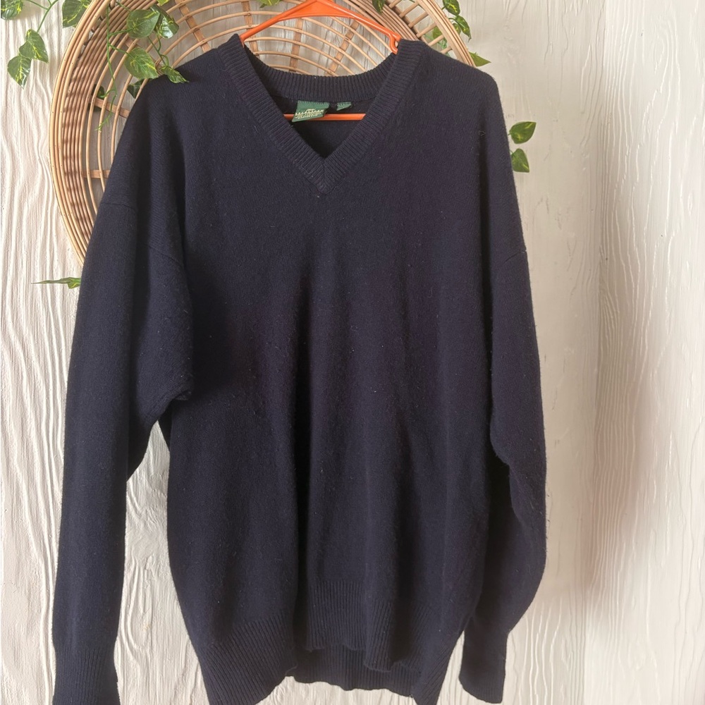 Nordstrom Mens Blue V Neck Sweater Size L Classic Knit Pullover